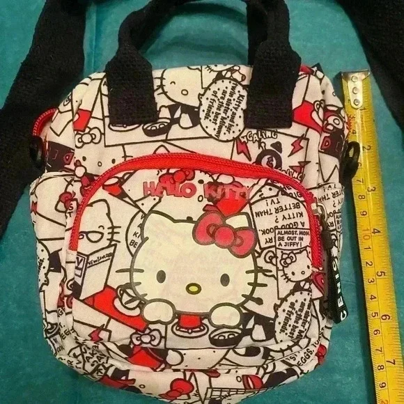 Hello Kitty Canvas Crossbody Bag - Multifunctional Shoulder Bag with Adj. Strap - Picture 4 of 6